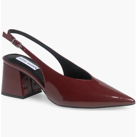 Steve‎ Madden Size 7 M Faryn Burgundy Slingback 2.34" block Heels women's - Picture 1 of 12